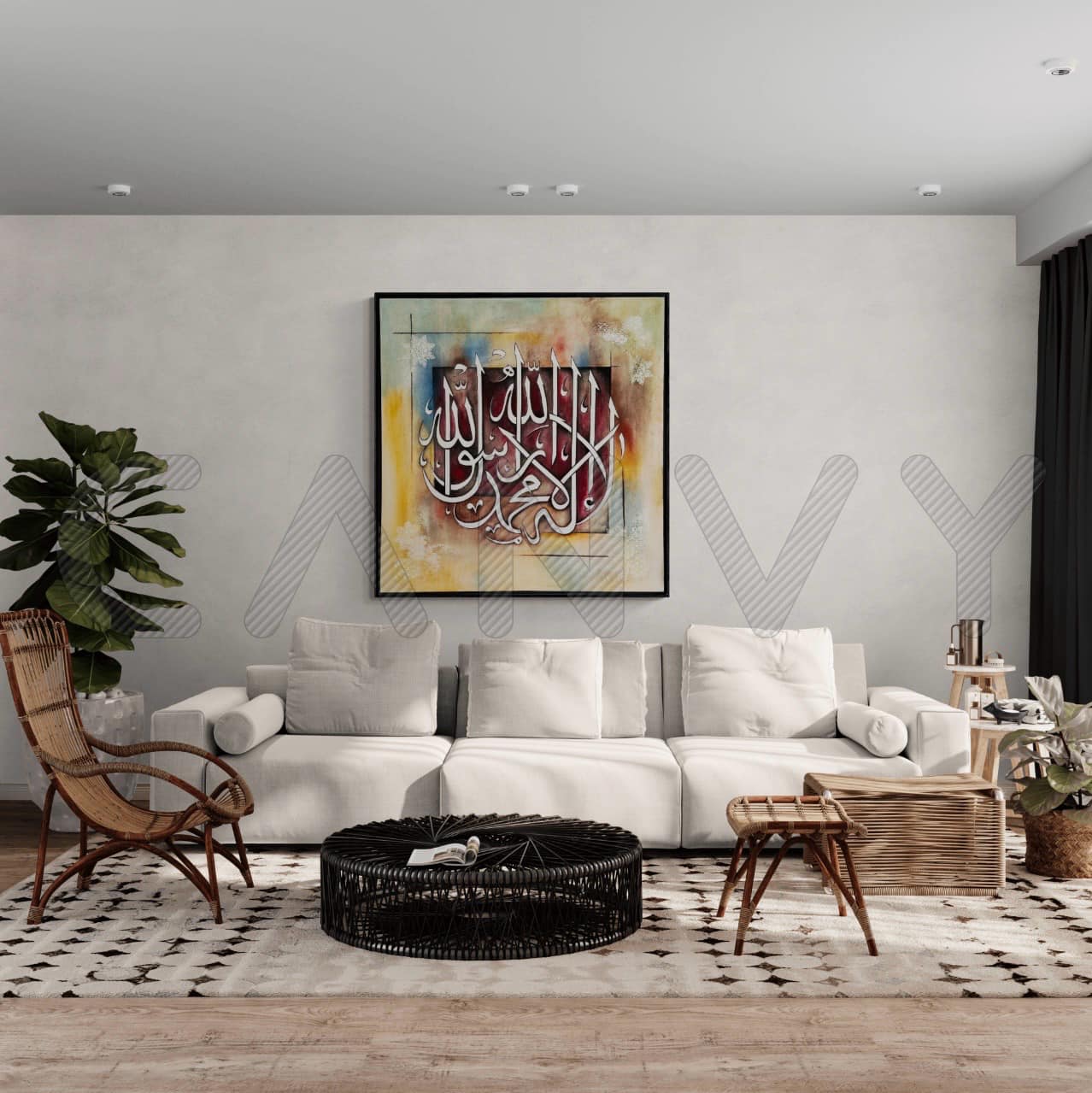 Calligraphy in Modern Living Room — Mak's Flair